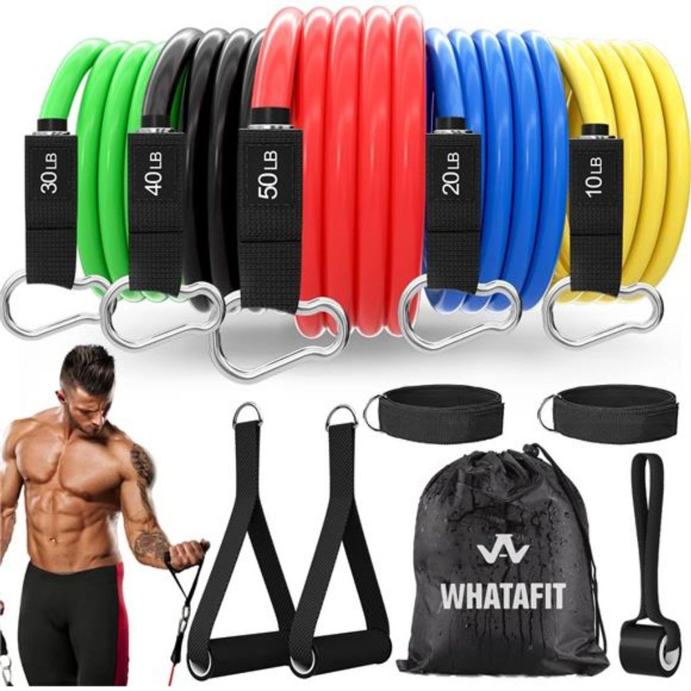 Resistance Bands Set, Exercise Bands with Door Anchor, Handles, Carry Bag
